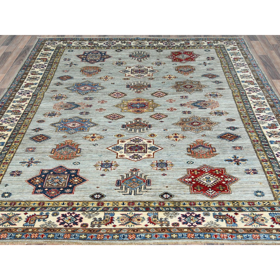 7'10" x 9'10" New Hand Knotted Blue Wool Rectangle Oriental Rug - MOA10282305