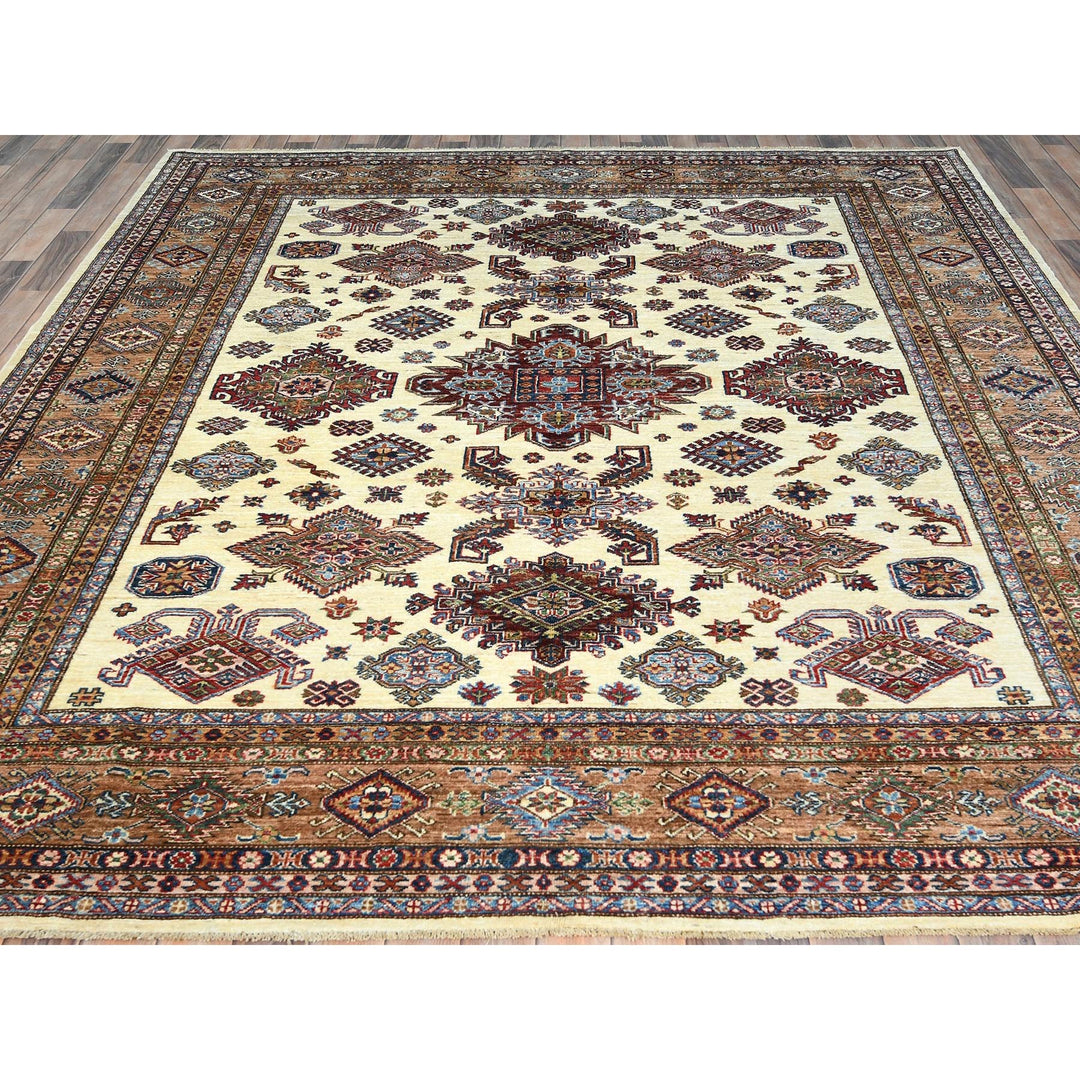 8'2" x 10'3" New Hand Knotted Ivory Wool Rectangle Oriental Rug - MOA10282310