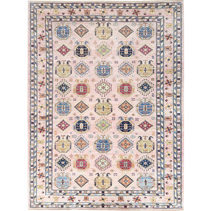 8'9" x 11'9" New Hand Knotted Pink Wool Rectangle Oriental Rug - MOA10282439