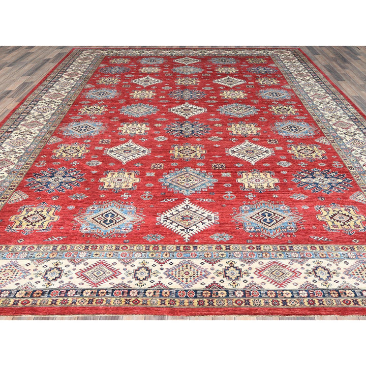 12'1" x 16'0" New Hand Knotted Red Wool Rectangle Oriental Rug - MOA10282528