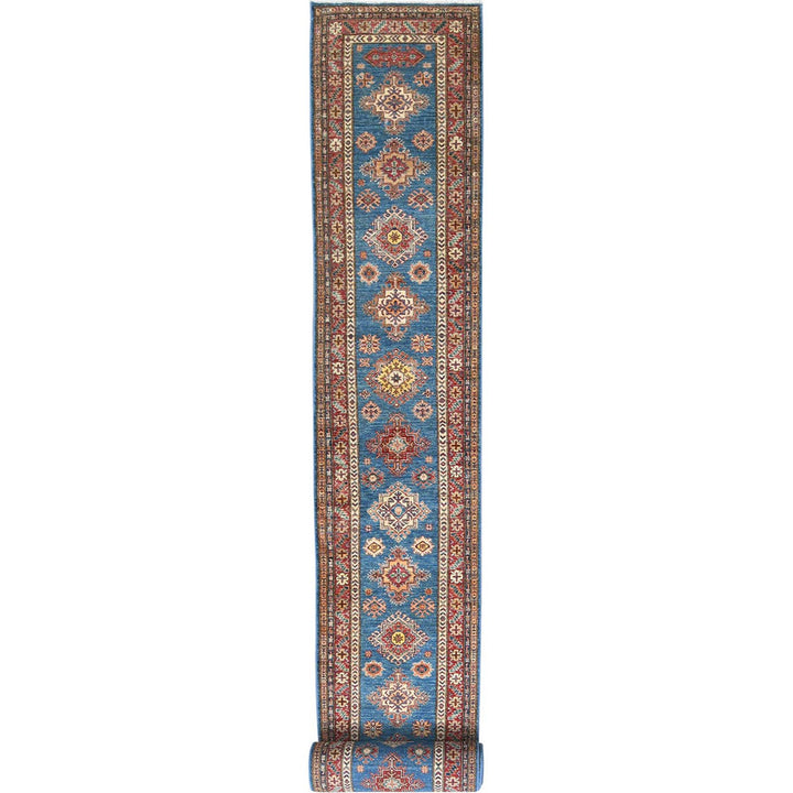 2'8" x 40'8" New Hand Knotted Blue Wool Runner Oriental Rug - MOA10282599