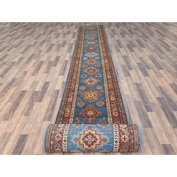 2'8" x 40'8" New Hand Knotted Blue Wool Runner Oriental Rug - MOA10282599