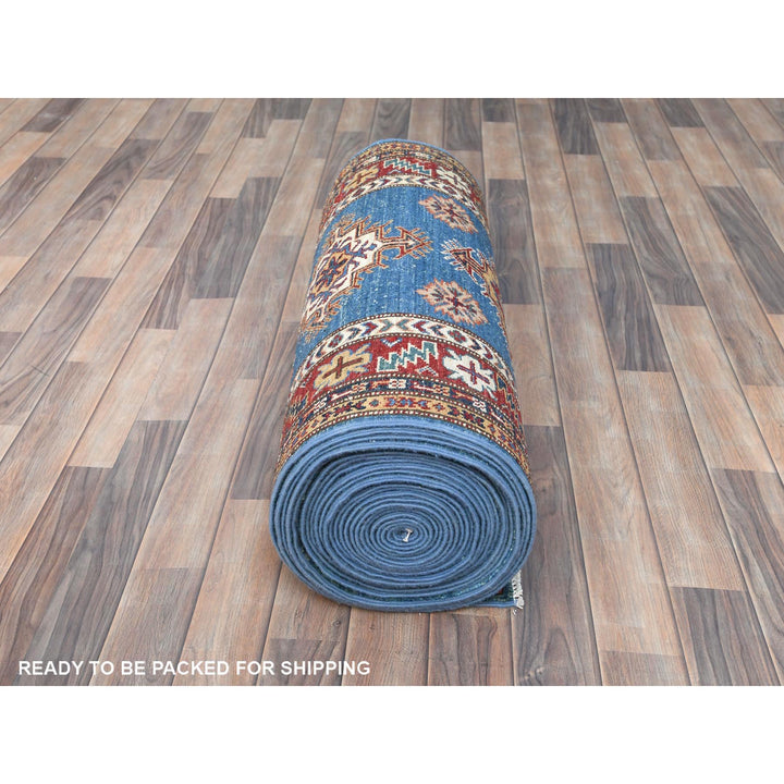 2'8" x 40'8" New Hand Knotted Blue Wool Runner Oriental Rug - MOA10282599