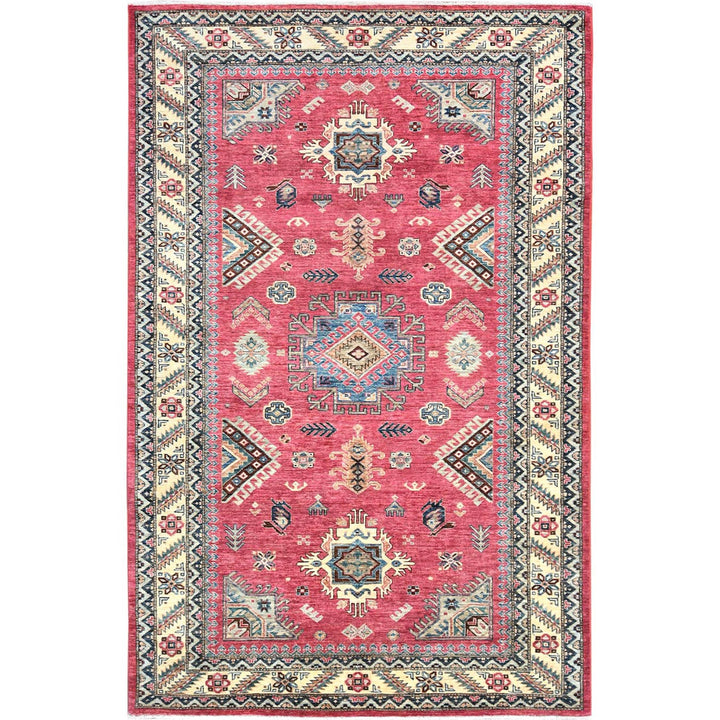 6'0" x 9'1" New Hand Knotted Pink Wool Rectangle Oriental Rug - MOA10282644
