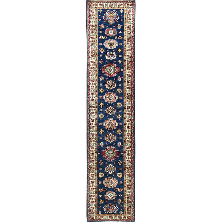 2'10" x 13'2" New Hand Knotted Blue Wool Runner Oriental Rug - MOA10282723