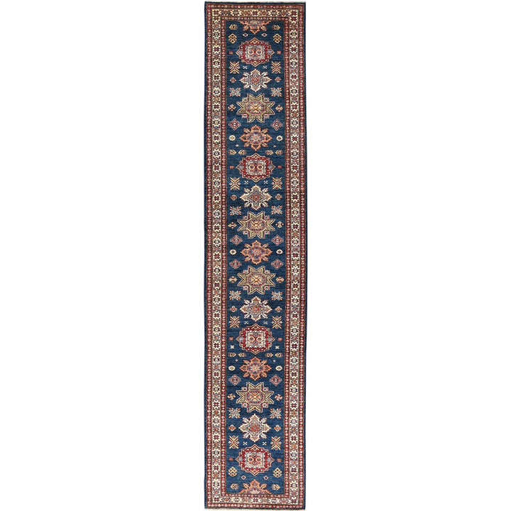 2'10" x 13'8" New Hand Knotted Blue Wool Runner Oriental Rug - MOA10282912