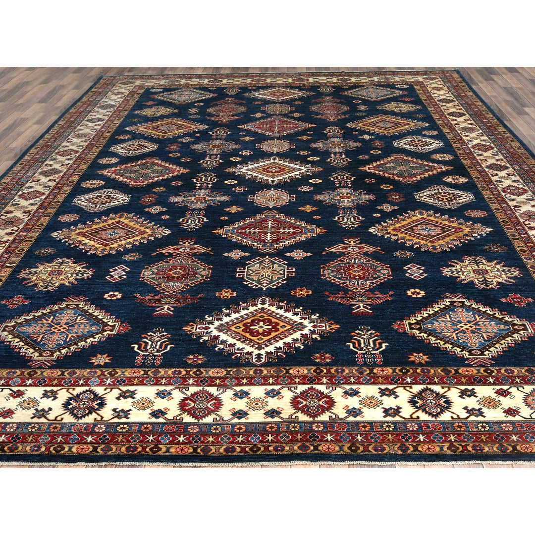 12'0" x 15'9" New Hand Knotted Blue Wool Rectangle Oriental Rug - MOA10282926