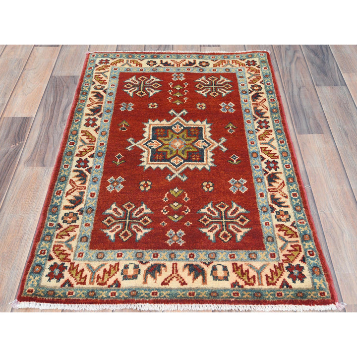 2'0" x 3'0" New Hand Knotted Red Wool Rectangle Oriental Rug - MOA10282939