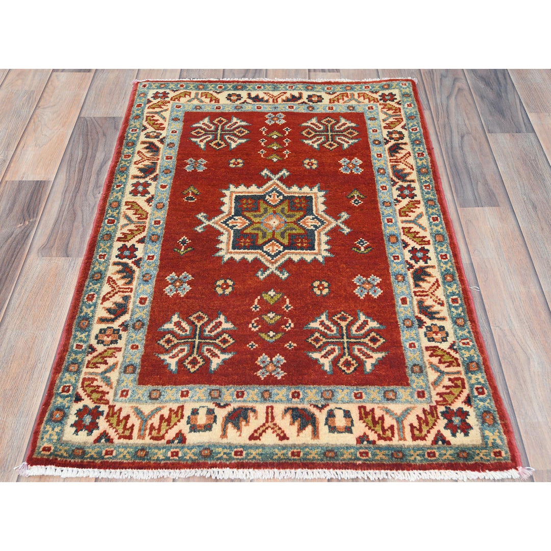 2'0" x 3'0" New Hand Knotted Red Wool Rectangle Oriental Rug - MOA10282939