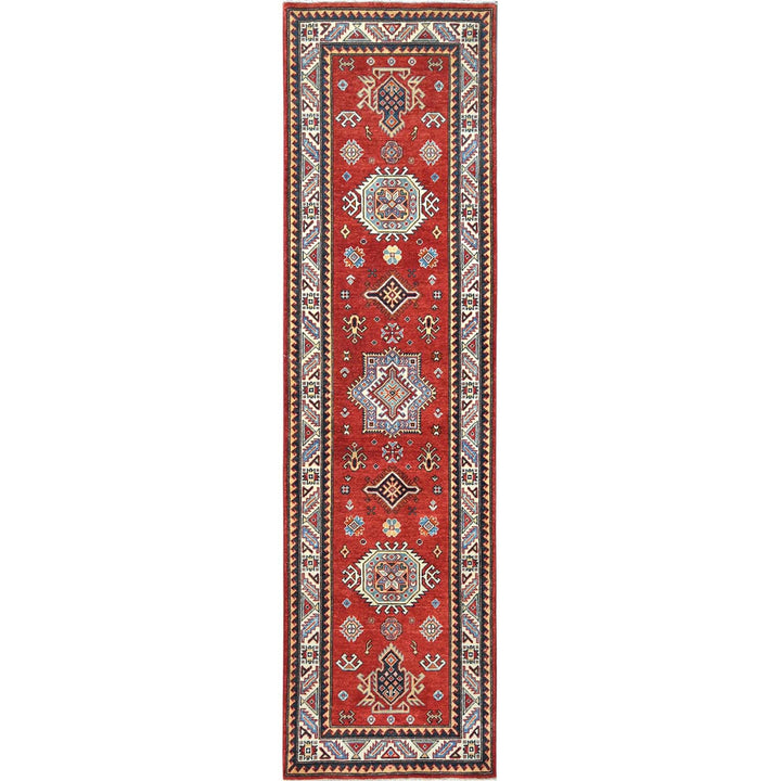 2'8" x 9'8" New Hand Knotted Red Wool Runner Oriental Rug - MOA10282948