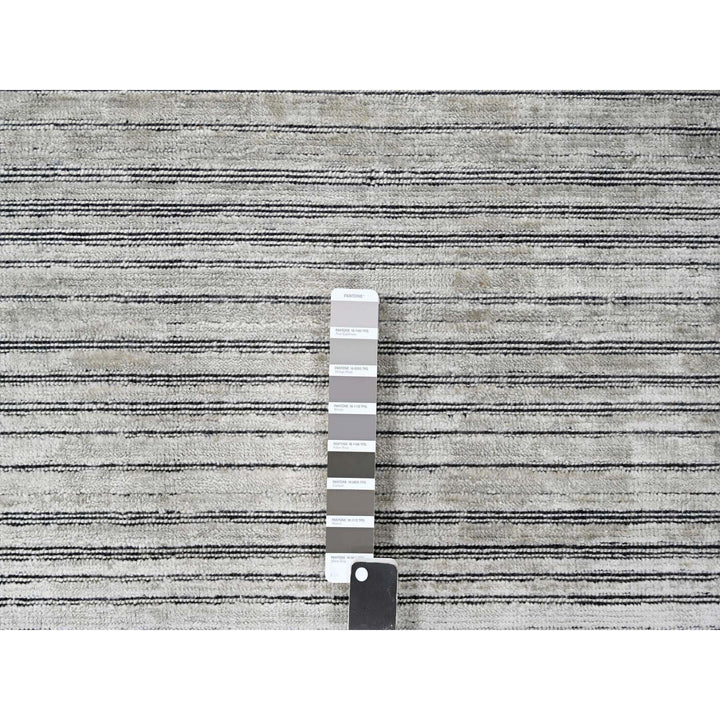 9'1" x 12'1" New Hand Loomed Brown Wool and Plant based Silk Rectangle Oriental Rug - MOA10284347