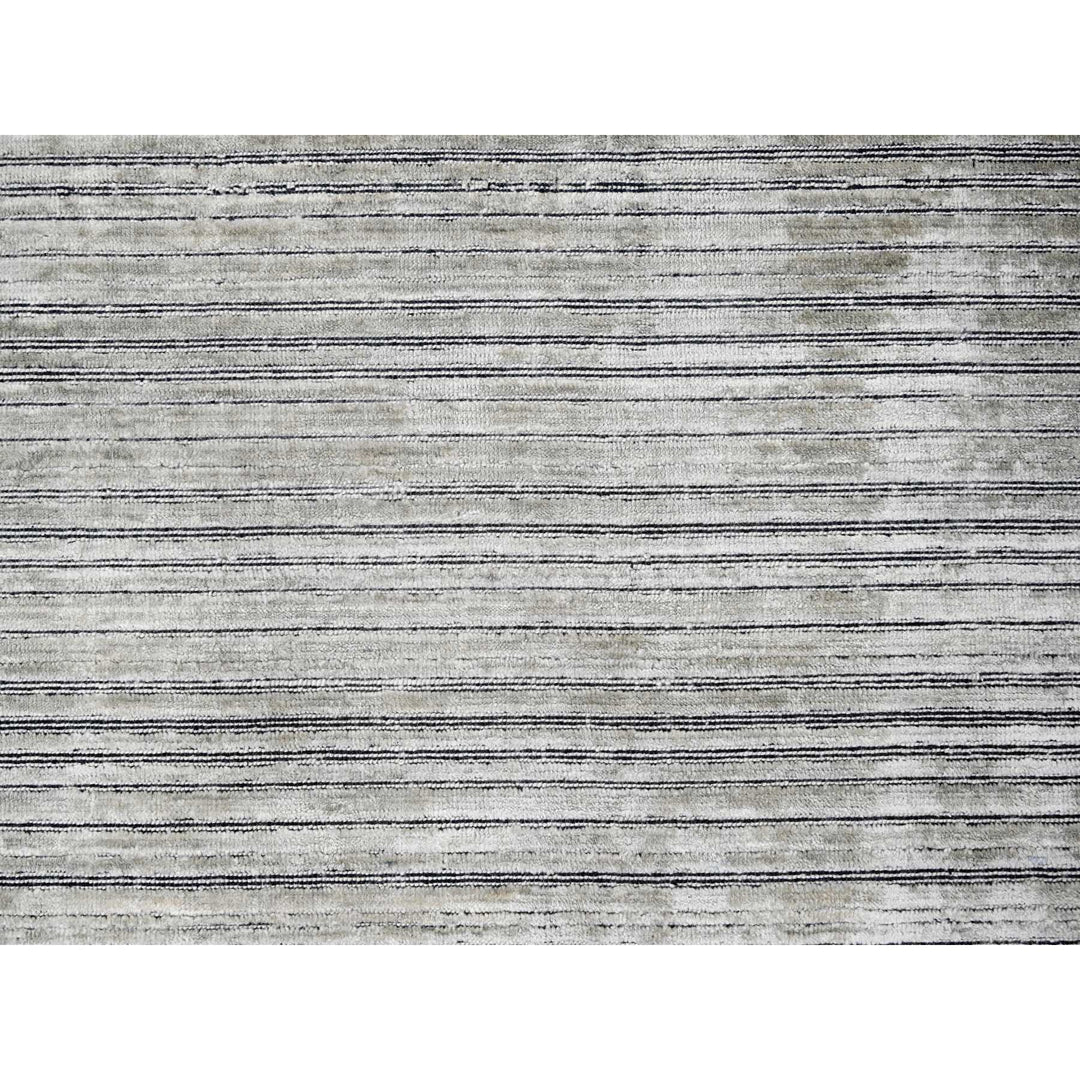 9'1" x 12'1" New Hand Loomed Brown Wool and Plant based Silk Rectangle Oriental Rug - MOA10284347