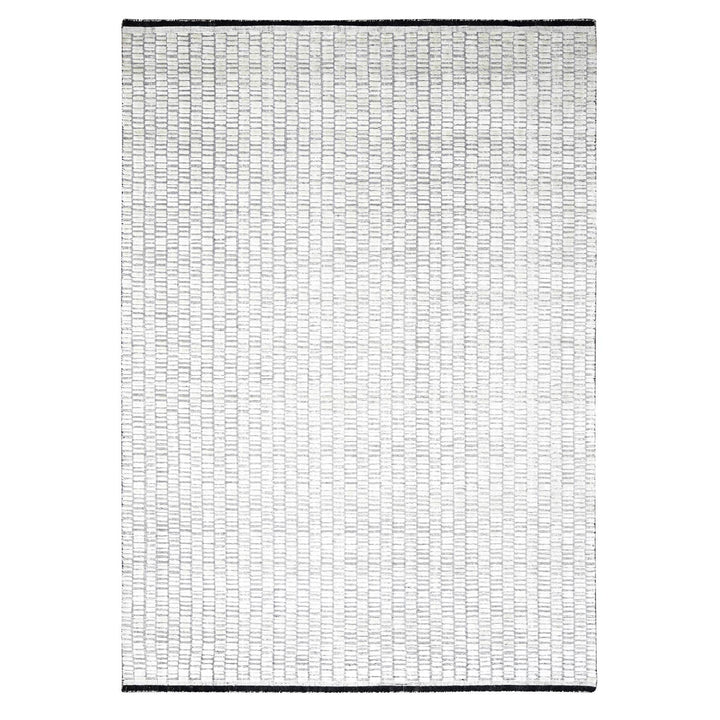 9'0" x 12'1" New Hand Loomed Ivory Wool and Plant based Silk Rectangle Oriental Rug - MOA10284412