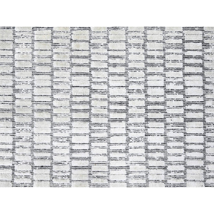 9'0" x 12'1" New Hand Loomed Ivory Wool and Plant based Silk Rectangle Oriental Rug - MOA10284412