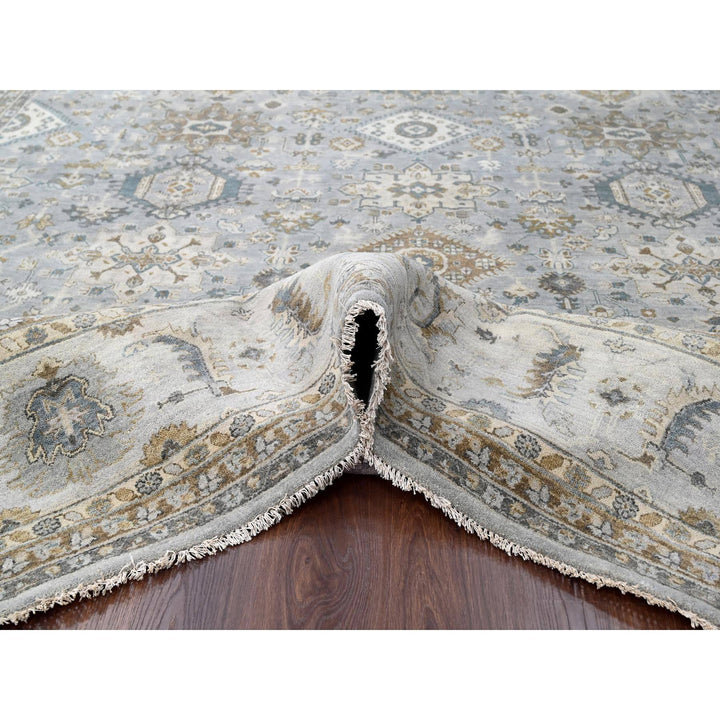 12'2" x 17'11" New Hand Knotted Grey Wool Rectangle Oriental Rug - MOA10284459