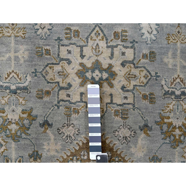12'2" x 17'11" New Hand Knotted Grey Wool Rectangle Oriental Rug - MOA10284459