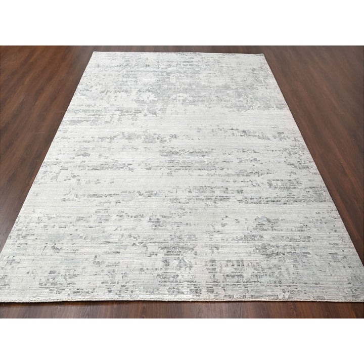 8'11" x 11'11" New Hand Knotted Ivory Wool Rectangle Oriental Rug - MOA10284499