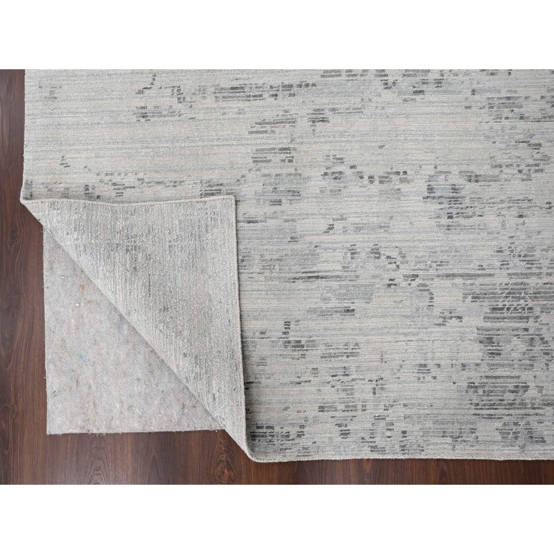 8'11" x 11'11" New Hand Knotted Ivory Wool Rectangle Oriental Rug - MOA10284499