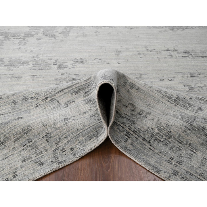 8'11" x 11'11" New Hand Knotted Ivory Wool Rectangle Oriental Rug - MOA10284499