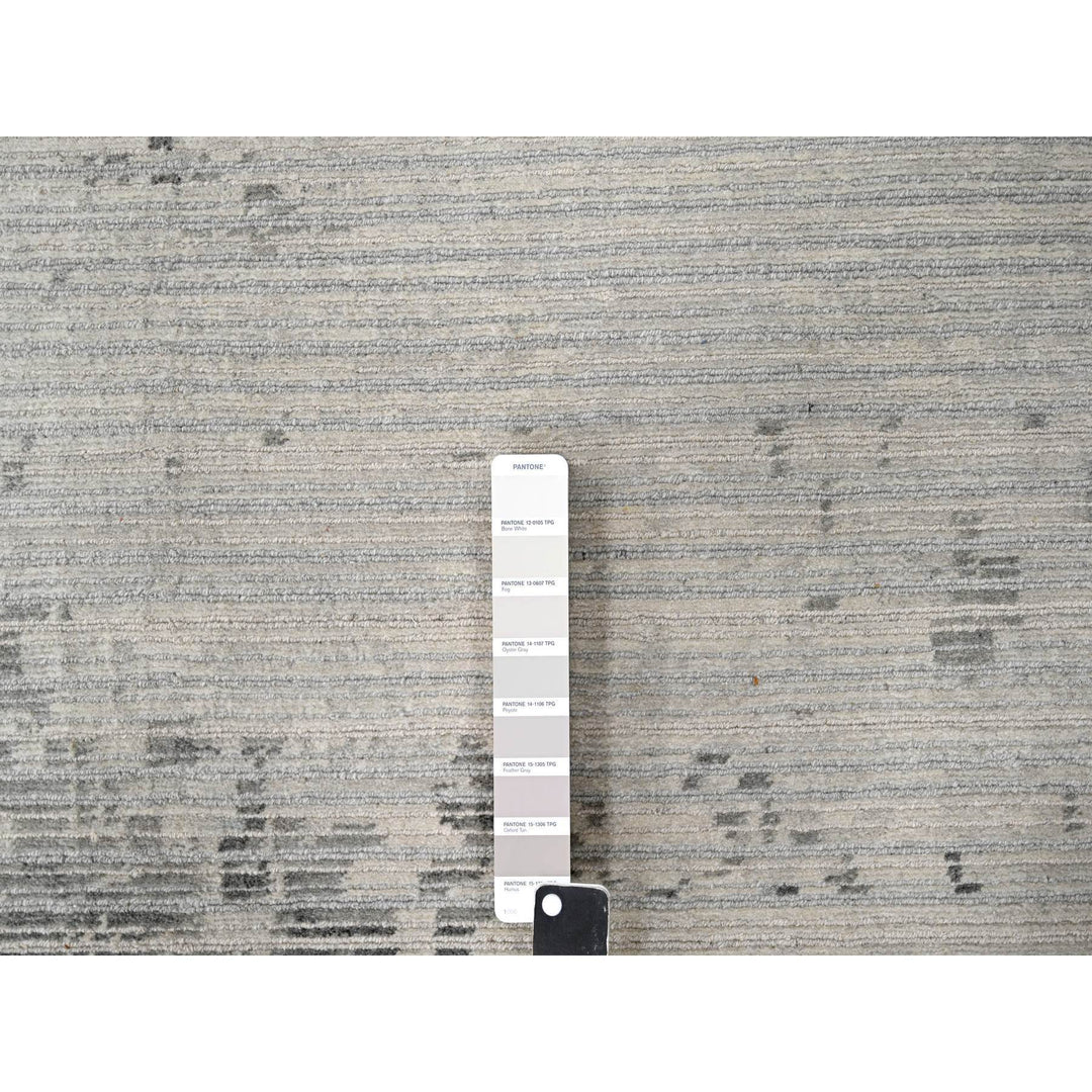 8'11" x 11'11" New Hand Knotted Ivory Wool Rectangle Oriental Rug - MOA10284499