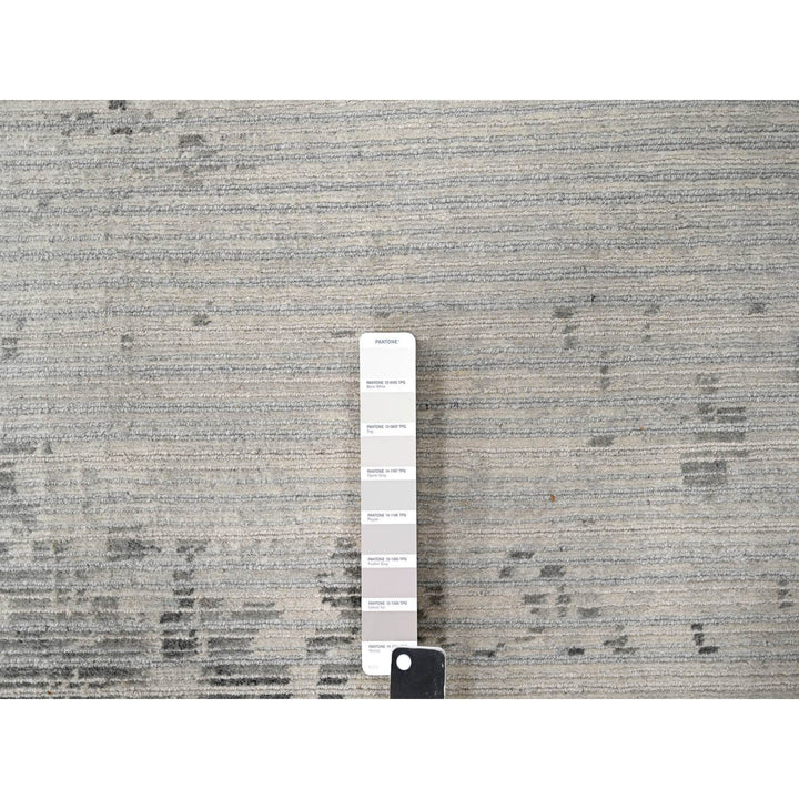 8'11" x 11'11" New Hand Knotted Ivory Wool Rectangle Oriental Rug - MOA10284499