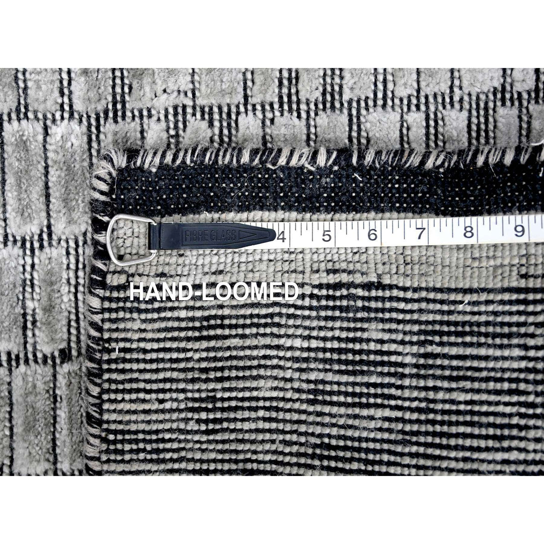 2'0" x 3'0" New Hand Loomed Grey Wool and Plant based Silk Rectangle Oriental Rug - MOA10284617