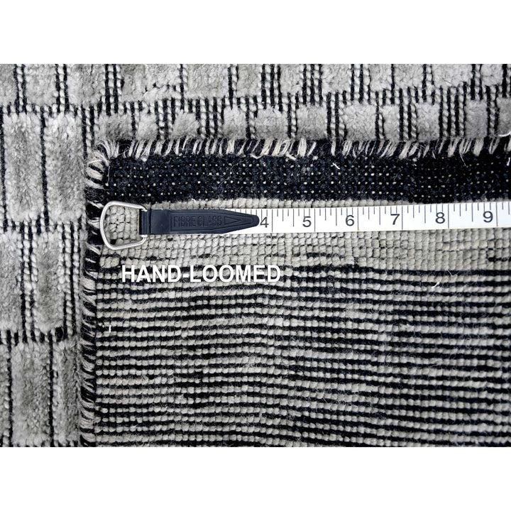 2'0" x 3'0" New Hand Loomed Grey Wool and Plant based Silk Rectangle Oriental Rug - MOA10284617