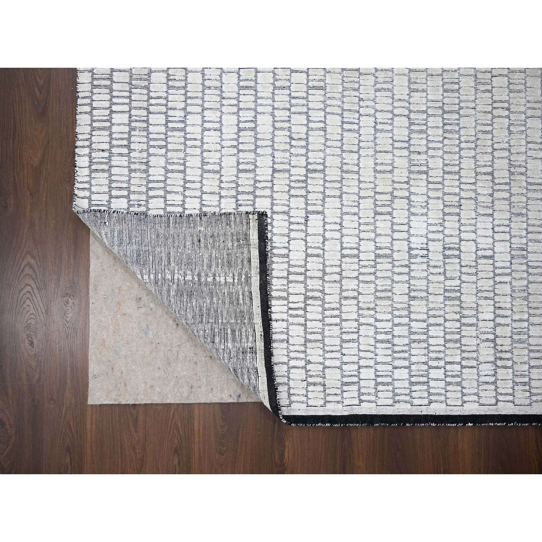 12'2" x 14'11" New Hand Loomed Ivory Wool and Plant based Silk Rectangle Oriental Rug - MOA10284632