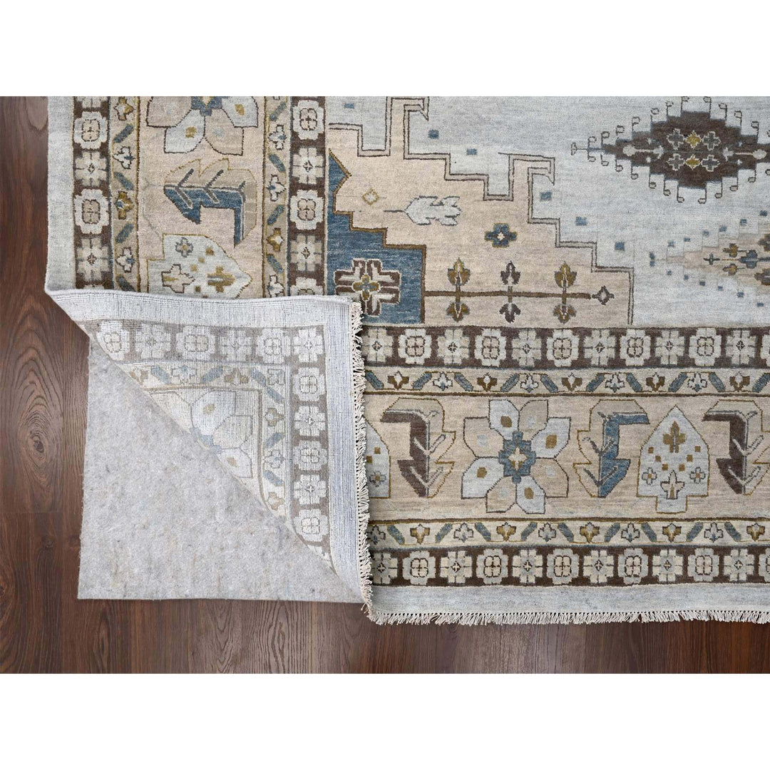 13'7" x 13'10" New Hand Knotted Grey Wool Square Oriental Rug - MOA10284860