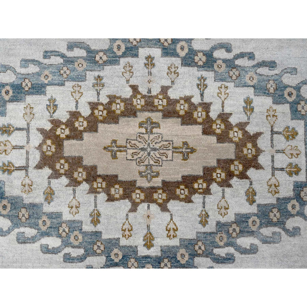 13'7" x 13'10" New Hand Knotted Grey Wool Square Oriental Rug - MOA10284860