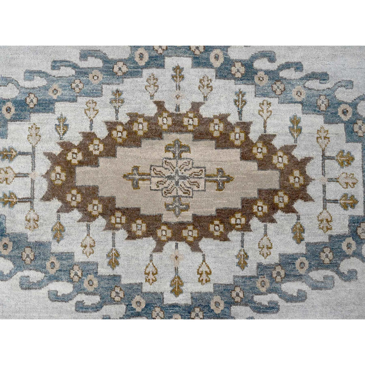 13'7" x 13'10" New Hand Knotted Grey Wool Square Oriental Rug - MOA10284860
