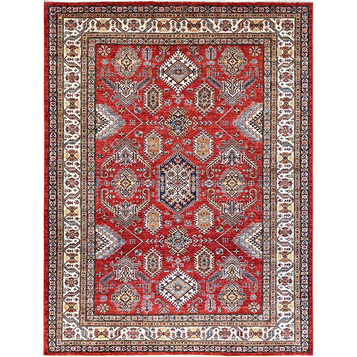 8'1" x 10'6" New Hand Knotted Red Wool Rectangle Oriental Rug - MOA10285785