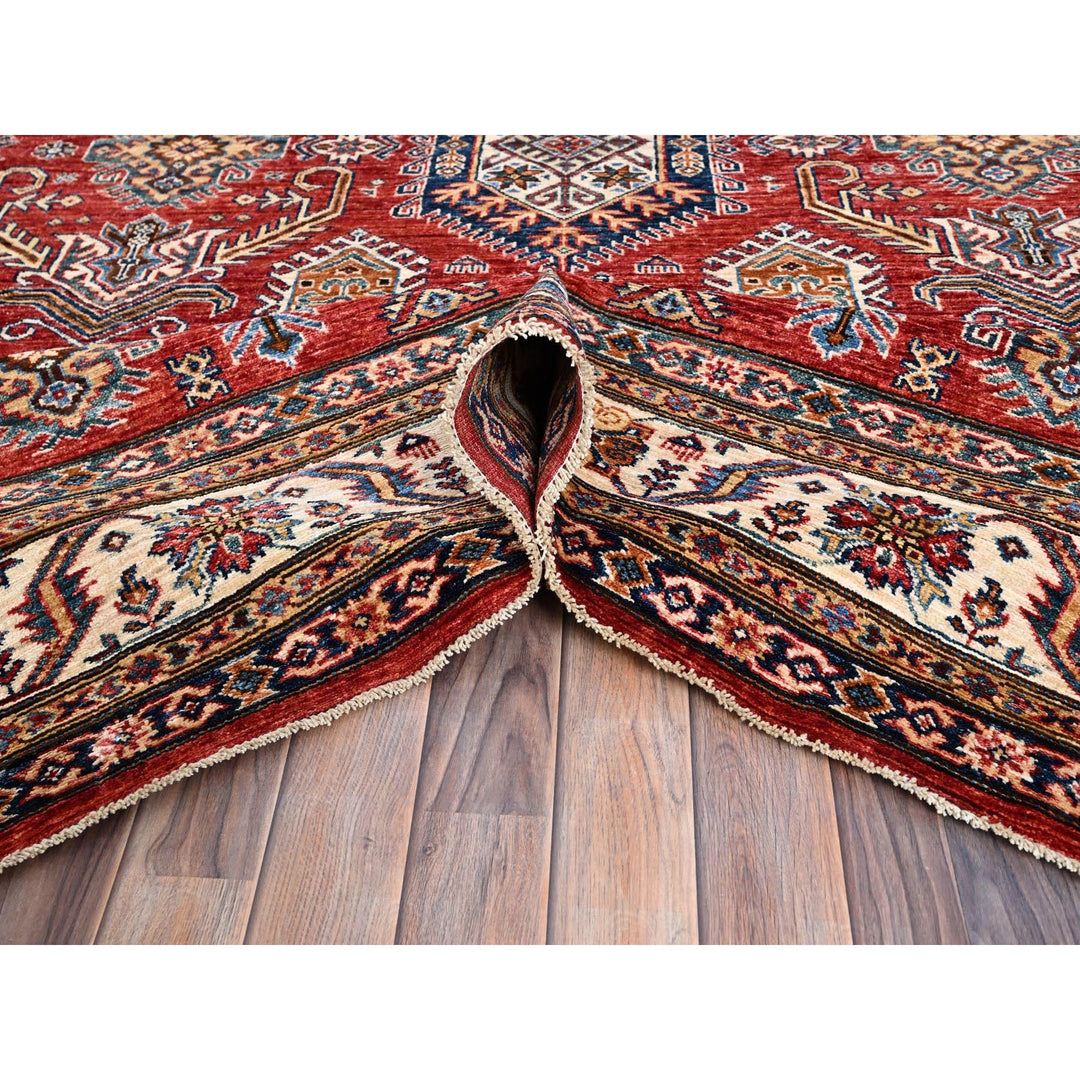 8'1" x 10'6" New Hand Knotted Red Wool Rectangle Oriental Rug - MOA10285785