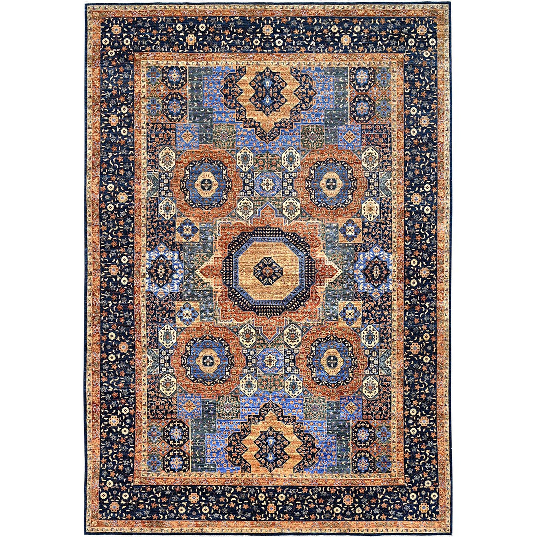 8'9" x 12'10" New Hand Knotted Blue Wool Rectangle Oriental Rug - MOA10285869