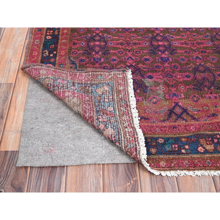 3'4" x 10'8" New Hand Knotted Purple Wool Runner Oriental Rug - MOA10286015