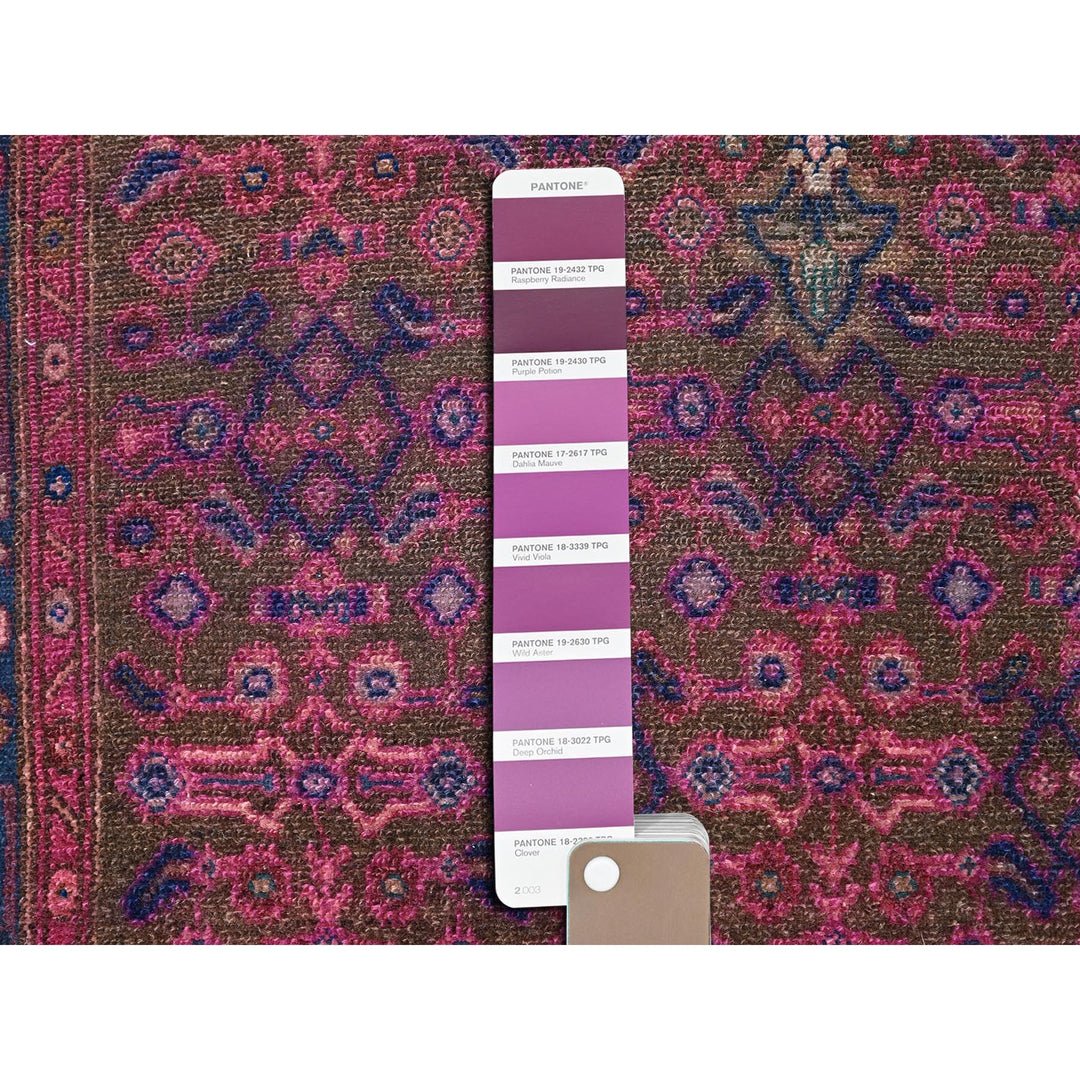 3'4" x 10'8" New Hand Knotted Purple Wool Runner Oriental Rug - MOA10286015
