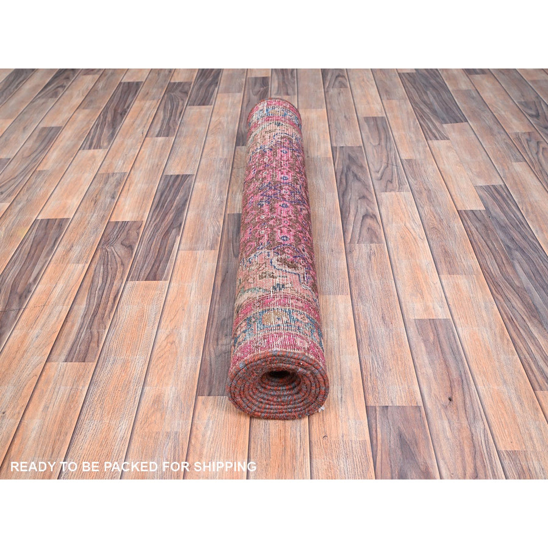 3'4" x 10'8" New Hand Knotted Purple Wool Runner Oriental Rug - MOA10286015