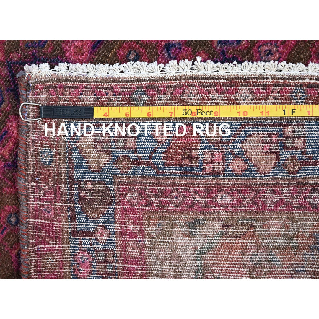 3'4" x 10'8" New Hand Knotted Purple Wool Runner Oriental Rug - MOA10286015