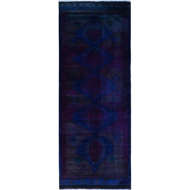 3'5" x 9'0" New Hand Knotted Purple Wool Runner Oriental Rug - MOA10286025