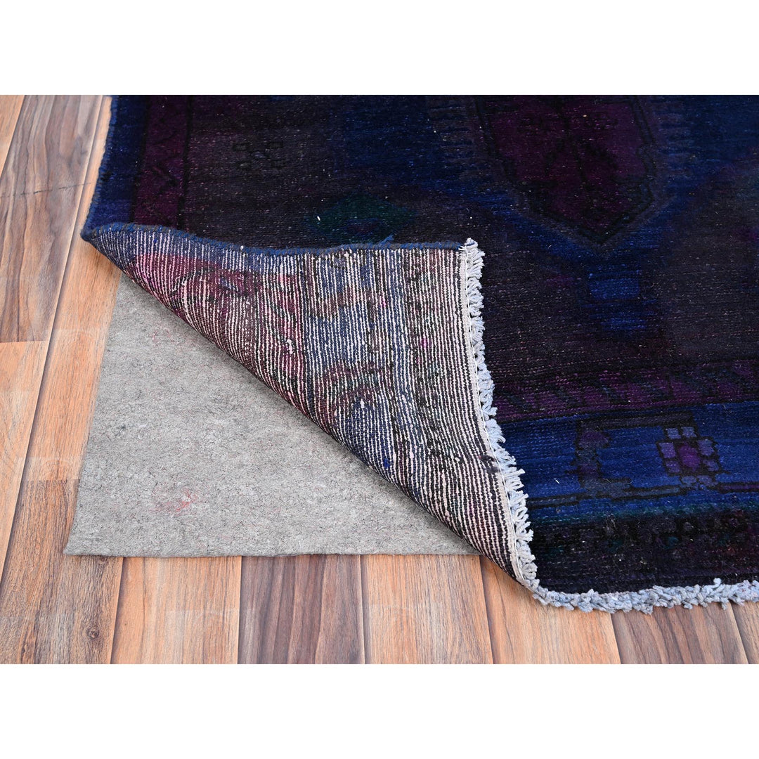 3'5" x 9'0" New Hand Knotted Purple Wool Runner Oriental Rug - MOA10286025
