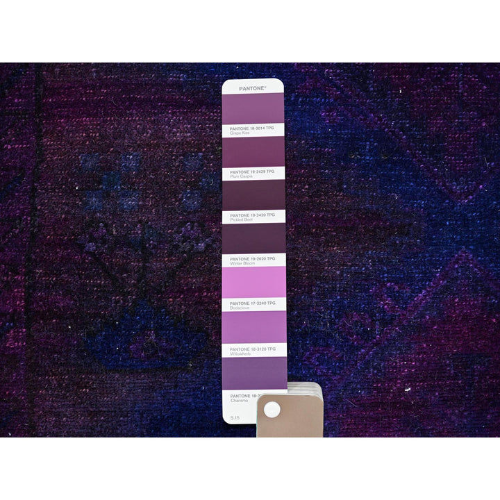 3'5" x 9'0" New Hand Knotted Purple Wool Runner Oriental Rug - MOA10286025