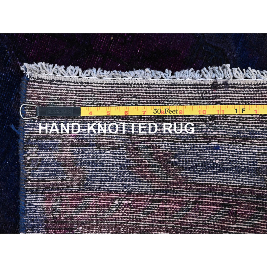 3'5" x 9'0" New Hand Knotted Purple Wool Runner Oriental Rug - MOA10286025