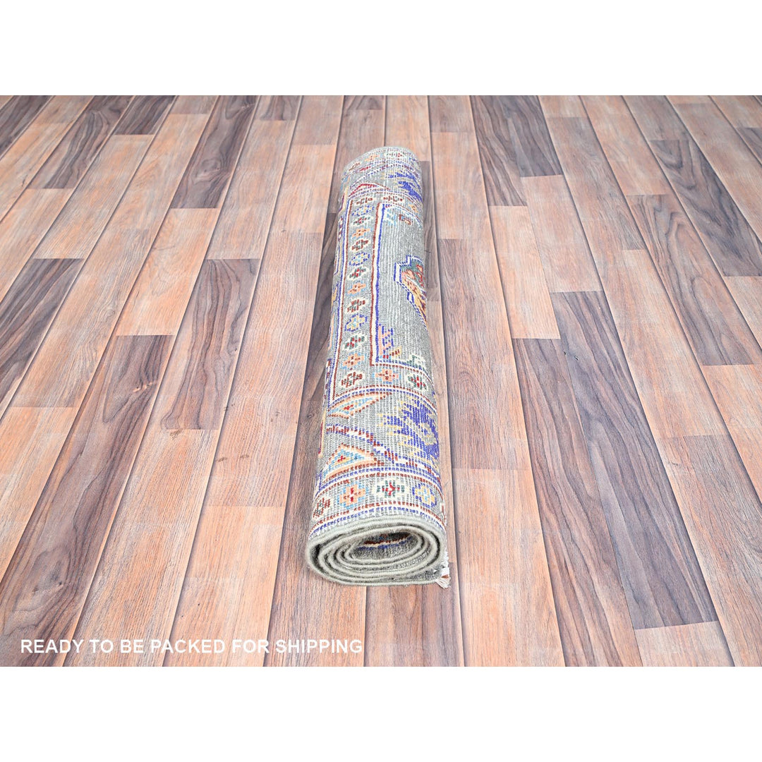 2'9" x 4'4" New Hand Knotted Grey Wool Rectangle Oriental Rug - MOA10286170