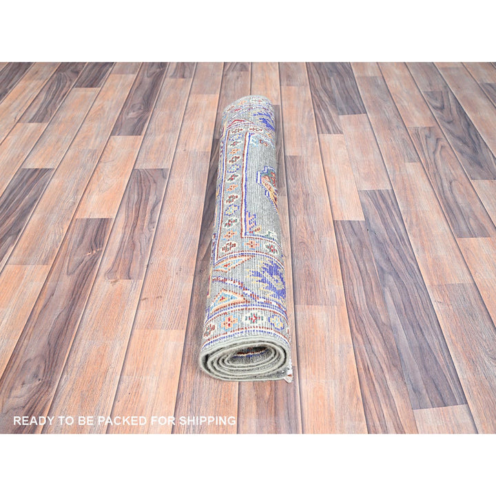 2'9" x 4'4" New Hand Knotted Grey Wool Rectangle Oriental Rug - MOA10286170