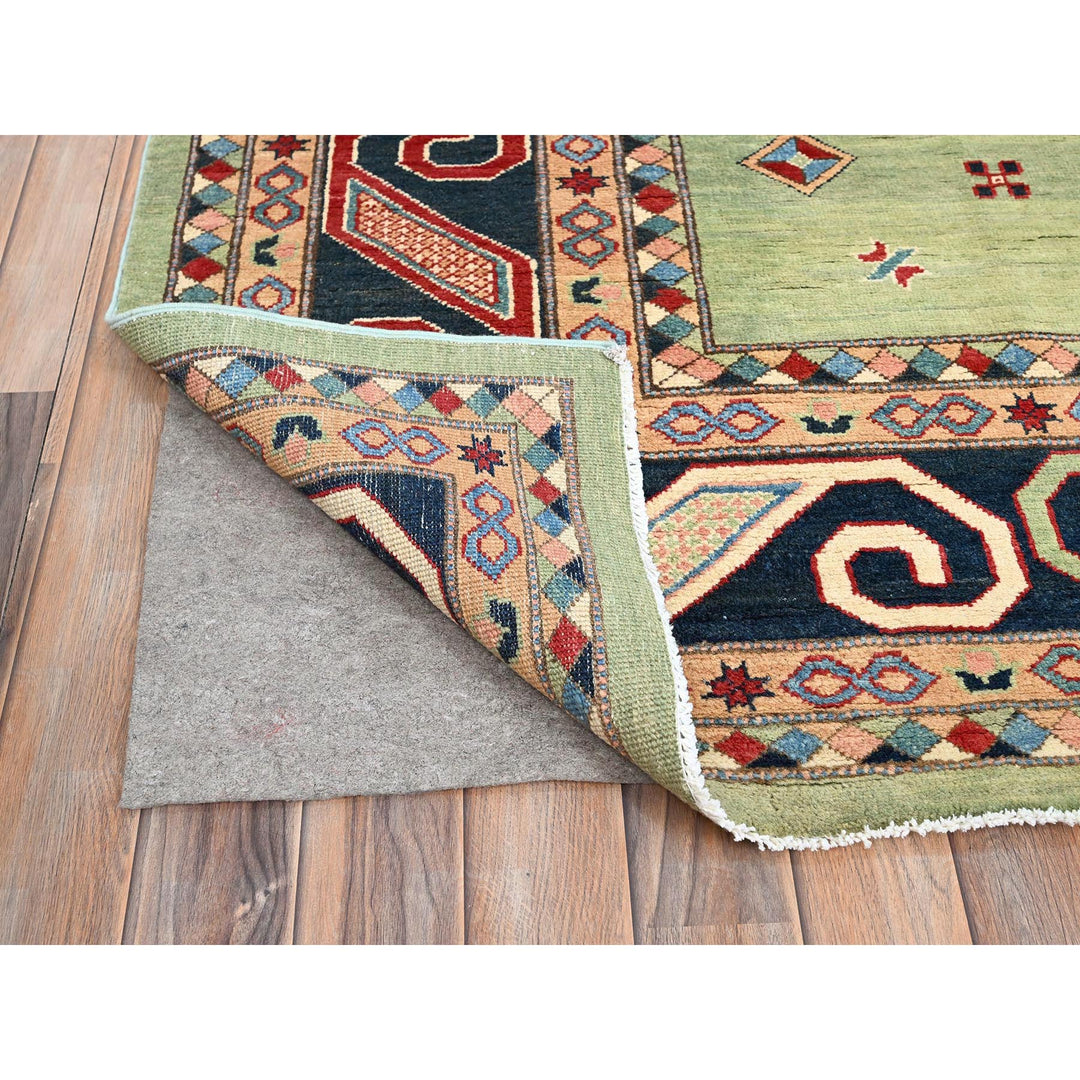 9'1" x 11'10" New Hand Knotted Green Wool Rectangle Oriental Rug - MOA10286211