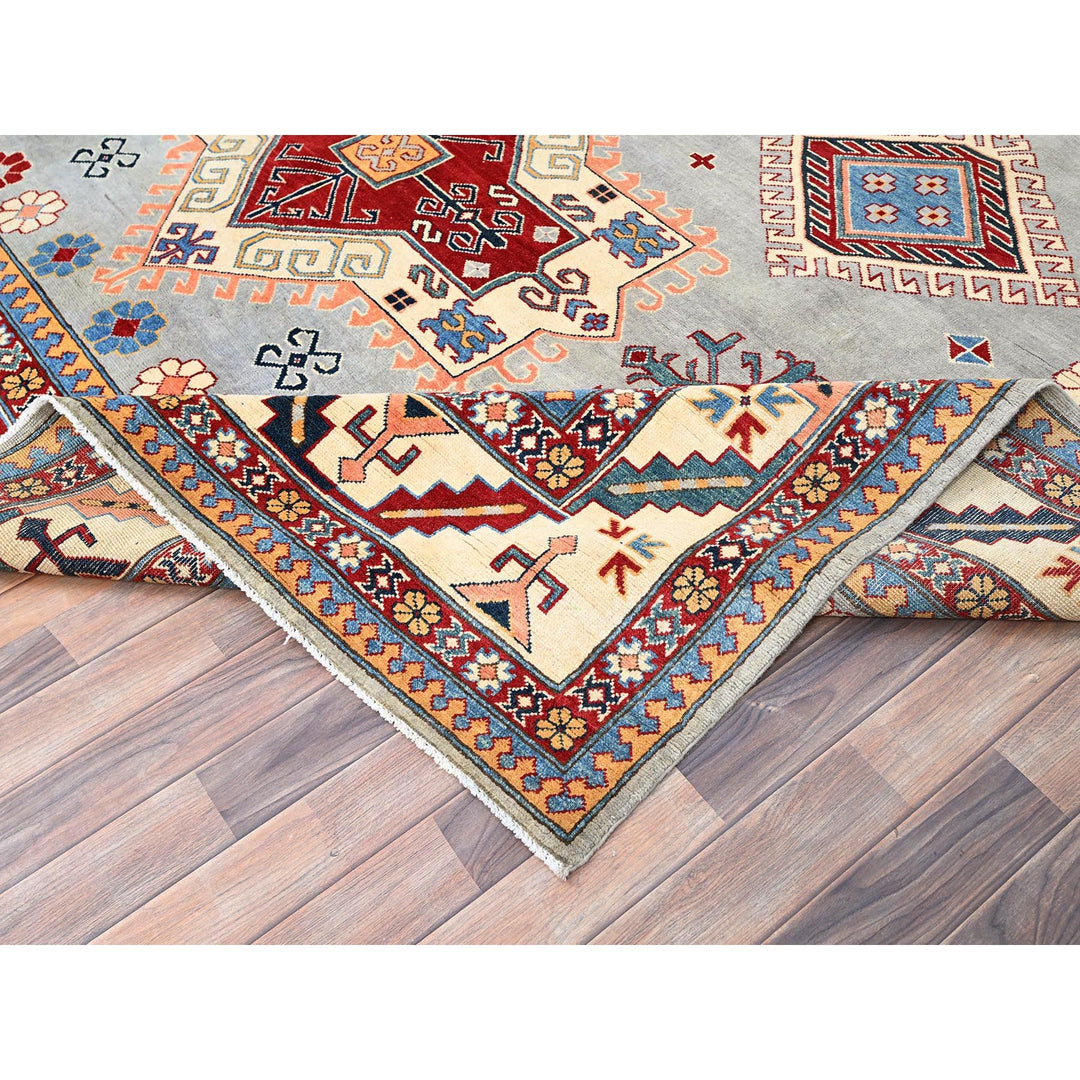 9'10" x 13'8" New Hand Knotted Grey Wool Rectangle Oriental Rug - MOA10286213