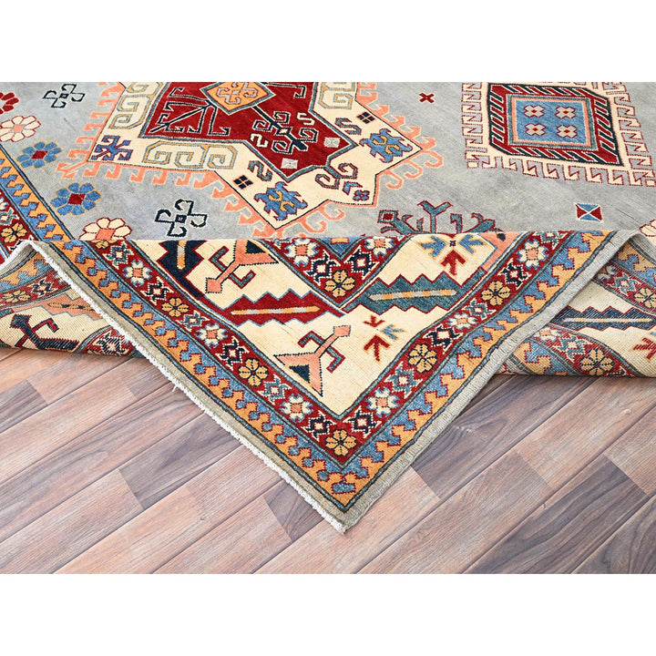 9'10" x 13'8" New Hand Knotted Grey Wool Rectangle Oriental Rug - MOA10286213