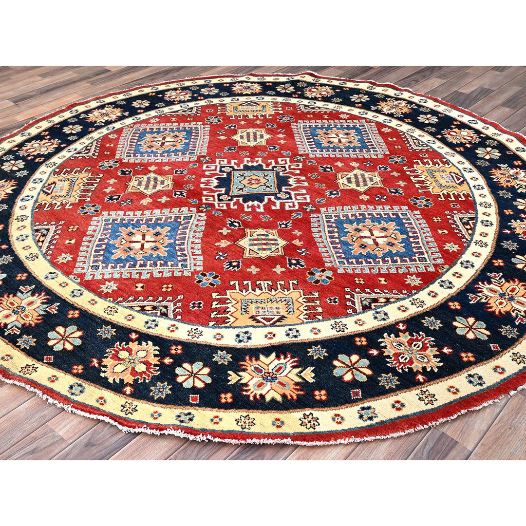 7'9" x 7'10" New Hand Knotted Red Wool Round Oriental Rug - MOA10286217