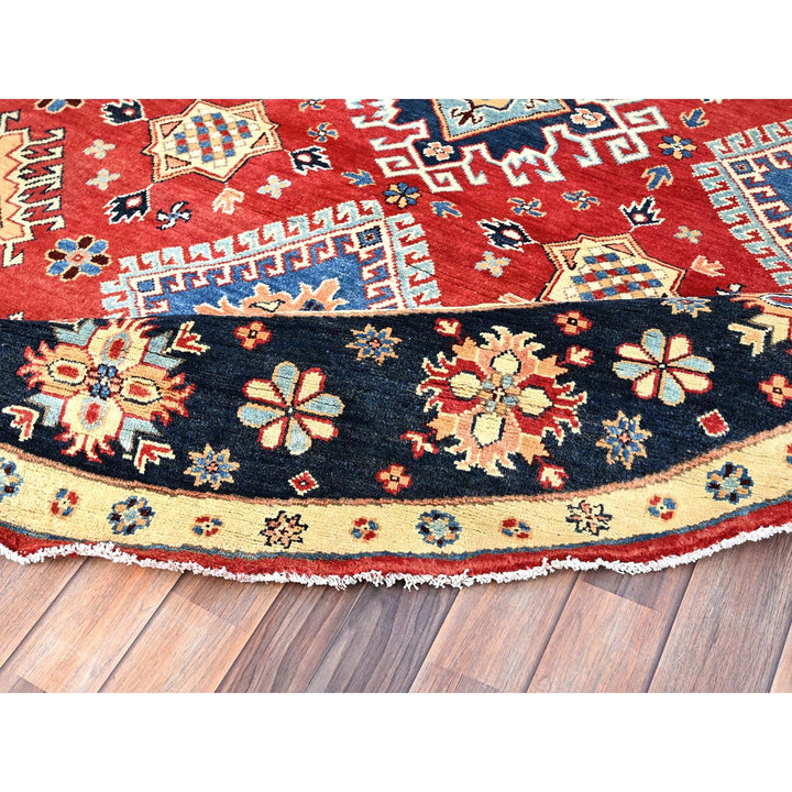 7'9" x 7'10" New Hand Knotted Red Wool Round Oriental Rug - MOA10286217