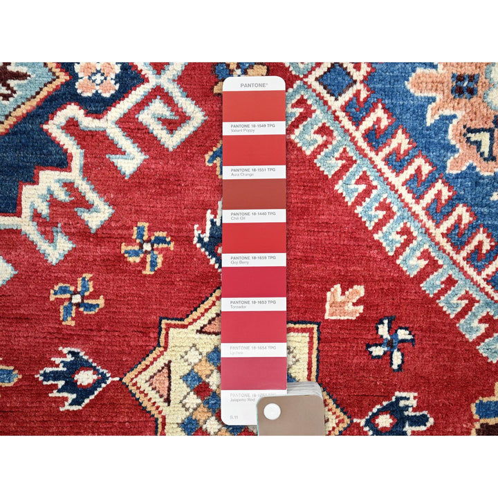 7'9" x 7'10" New Hand Knotted Red Wool Round Oriental Rug - MOA10286217